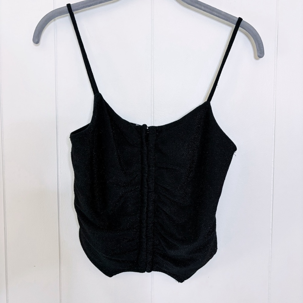 Attirance Black Shimmer Crop Corset Top L